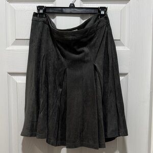 Elegant Grey pleated brushed faux suede Women's Skirt